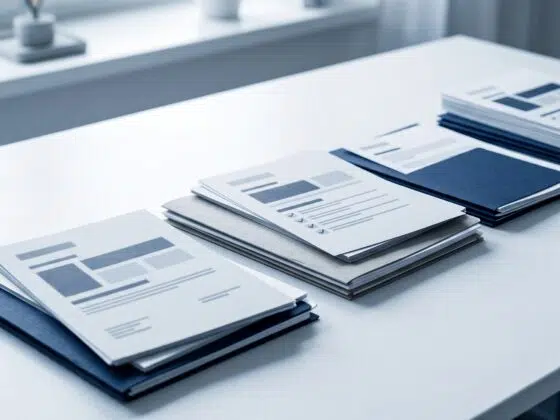 Stacked documents and folders in navy and white, representing the regulatory approval pathway for clinical trial medicine supply in Australia